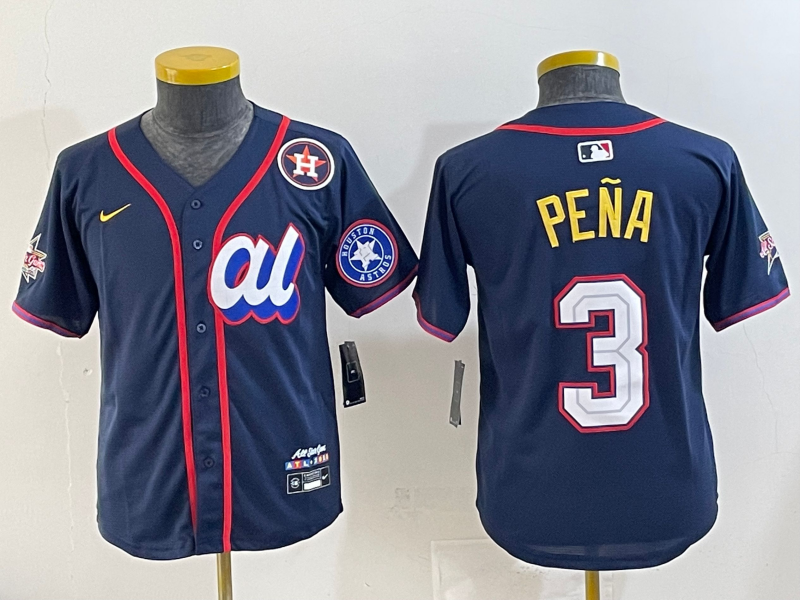 Youth 2025 Houston Astros #3 Pena Drak Blue All star Nike MLB Jersey style 003->youth mlb jersey->Youth Jersey